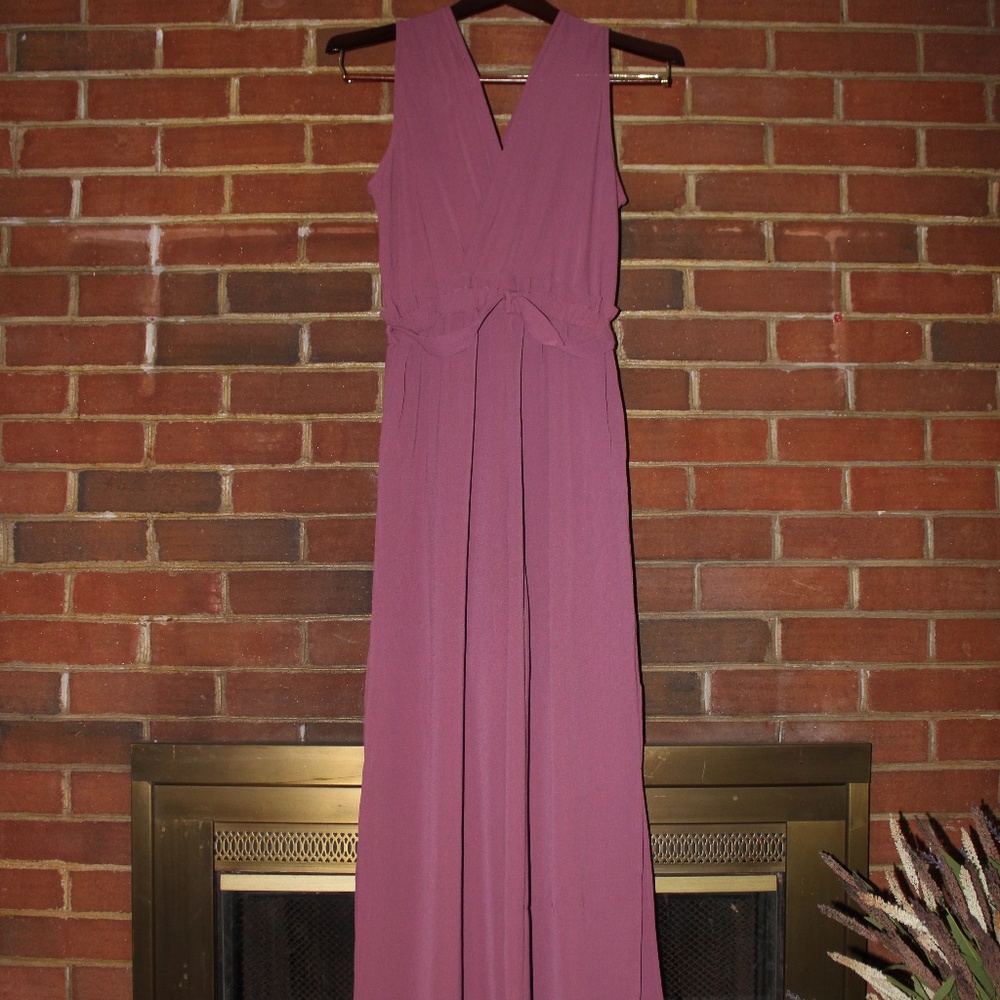 V-Neck Plum Jumpsuit